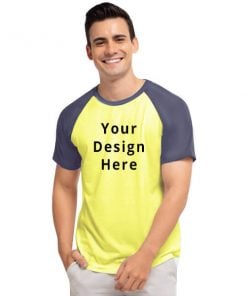 Yellow Navy Raglan Customized Half Sleeve Men's Cotton T-Shirt