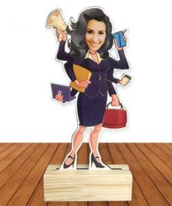 Working Girl Customized Wooden Caricature Bobble Head