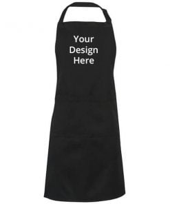 Black Basic Customized Photo Printed Kitchen Apron with Front Pockets