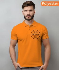 Orange Polyester Dri Fit Customized Half Sleeve Men's Collar Polo T-Shirt