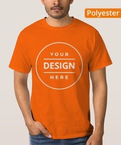 Orange Polyester Dri Fit Customized Half Sleeve Men's T-Shirt
