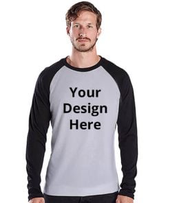 Grey Black Customized Full Sleeve Men's Raglan Cotton T-Shirt