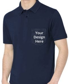 Navy Blue Customized Half Sleeve Men's Cotton Polo Shirt with Pocket