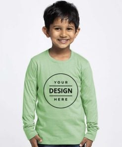 Kiwi Green Customized Full Sleeve Kid's Cotton T-Shirt