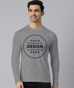 Grey Customized Full Sleeve Men's Cotton T-Shirt