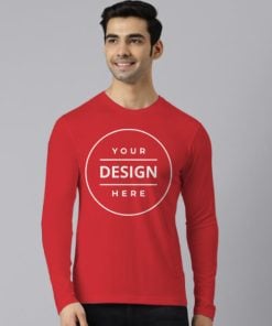 Red Customized Full Sleeve Men's Cotton T-Shirt