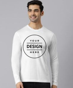 White Customized Full Sleeve Men's Cotton T-Shirt