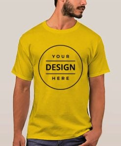 Yellow Customized Half Sleeve Men's Cotton T-Shirt