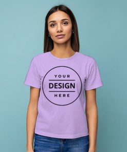 Lilac Customized Half Sleeve Cotton  Women's T-Shirt