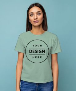 Mint Green Customized Half Sleeve Cotton  Women's T-Shirt