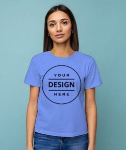 Ocean Blue Customized Half Sleeve Cotton  Women's T-Shirt