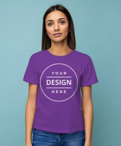 Purple Customized Half Sleeve Cotton  Women's T-Shirt
