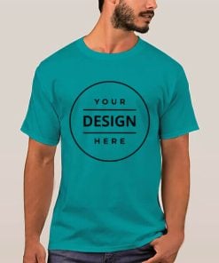 Teal Green Customized Half Sleeve Men's Cotton T-Shirt