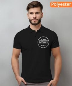 Black Polyester Dri Fit Customized Half Sleeve Men's Collar Polo T-Shirt