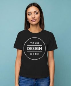 Black Customized Half Sleeve Cotton  Women's T-Shirt