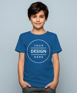 Blue Customized Half Sleeve Kid's Cotton T-Shirt