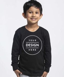 Black Customized Full Sleeve Kid's Cotton T-Shirt
