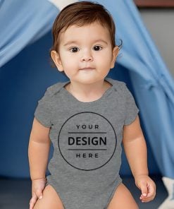 Grey Customized Photo Printed Infant Romper for Boys &amp; Girls