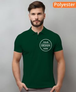 Green Polyester Dri Fit Customized Half Sleeve Men's Collar Polo T-Shirt