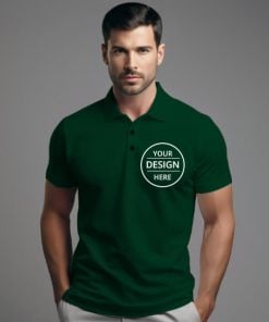 Green Customized Half Sleeve Men's Cotton Polo Shirt