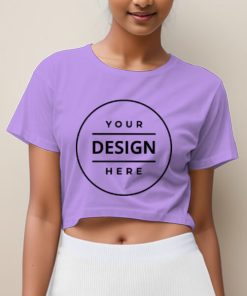 Violet Customized Half Sleeve Cotton Women's Crop Top T-Shirt