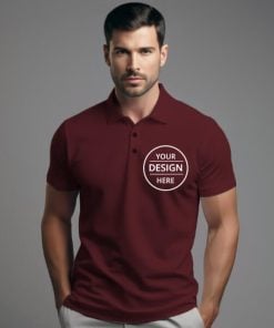 Maroon Customized Half Sleeve Men's Cotton Polo Shirt
