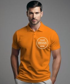 Orange Customized Half Sleeve Men's Cotton Polo Shirt