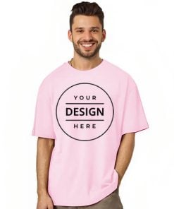 Soft Pink Oversized Hip Hop Customized Half Sleeve Men's Cotton T-Shirt