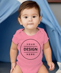 Pink Customized Photo Printed Infant Romper for Boys &amp; Girls