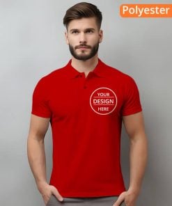 Red Polyester Dri Fit Customized Half Sleeve Men's Collar Polo T-Shirt