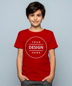 Red Customized Half Sleeve Kid's Cotton T-Shirt