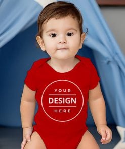 Red Customized Photo Printed Infant Romper for Boys &amp; Girls