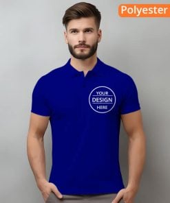 Royal Blue Polyester Dri Fit Customized Half Sleeve Men's Collar Polo T-Shirt