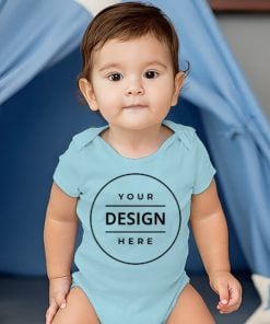 Sky Blue Customized Photo Printed Infant Romper for Boys &amp; Girls