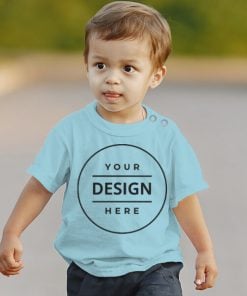 Sky Blue Customized Half Sleeve Infant Kid's Cotton T-Shirt (1-12 Months)
