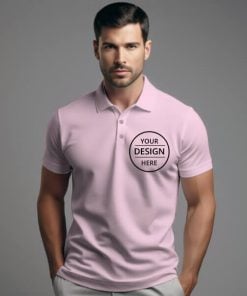 Soft Pink Polo Customized Half Sleeve Men's Cotton Polo Shirt