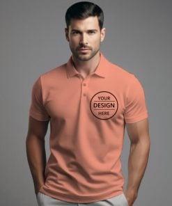 Sunset Orange Polo Customized Half Sleeve Men's Cotton Polo Shirt