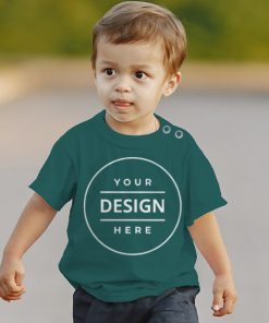 Teal Customized Half Sleeve Infant Kid's Cotton T-Shirt (1-12 Months)