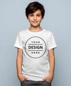 White Customized Half Sleeve Kid's Cotton T-Shirt