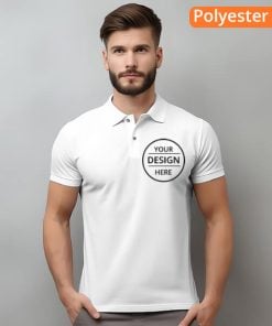 White Polyester Dri Fit Customized Half Sleeve Men's Collar Polo T-Shirt