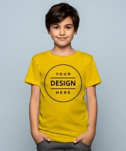 Yellow Customized Half Sleeve Kid's Cotton T-Shirt
