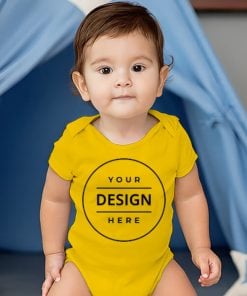 Yellow Customized Photo Printed Infant Romper for Boys &amp; Girls