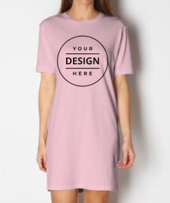 Soft Pink Customized Printed Women's Long Top Knee Length Quarter Sleeves Dress
