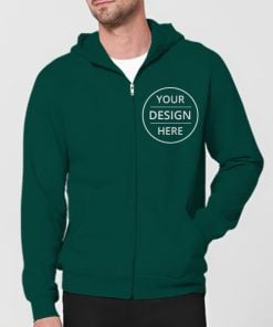 Green Customized Unisex Jacket Zipper Hoodie