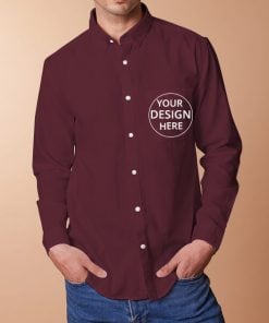 Burgundy Solid Customized Full Sleeves Slim Fit Formal Shirt for Men