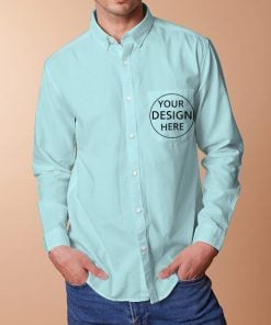 Sky Blue Solid Customized Full Sleeves Slim Fit Formal Shirt for Men