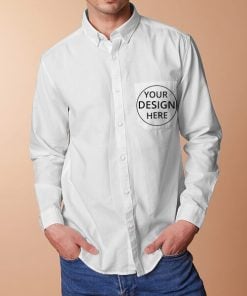 White Solid Customized Full Sleeves Slim Fit Formal Shirt for Men
