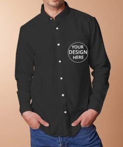 Black Solid Customized Full Sleeves Slim Fit Formal Shirt for Men