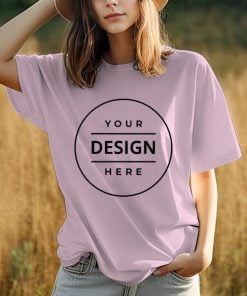 Soft Pink Oversized Hip Hop Customized Printed Women's Half Sleeves Cotton T-Shirt