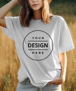 White Oversized Hip Hop Customized Printed Women's Half Sleeves Cotton T-Shirt